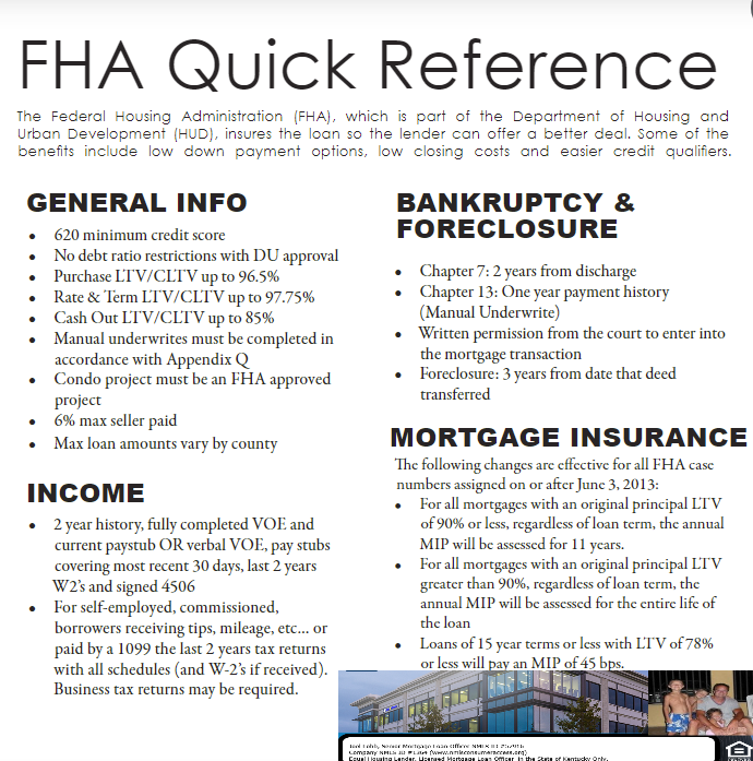 FHA Guidelines For Bankruptcy, income, down payment, mortgage insurance, credit scores, work history for FHA loan 